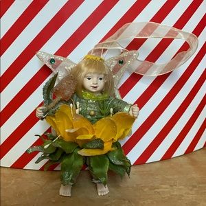 Pixie 4” Vintage Sunflower Girl Ornament
